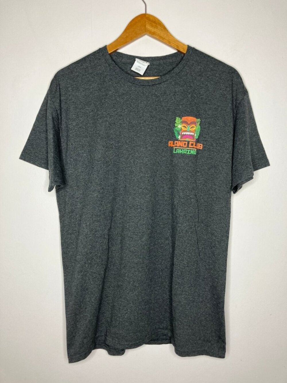 Alano Club Lahaina Tiki Graphic T-Shirt Men's Large Gray Maui Hawaii